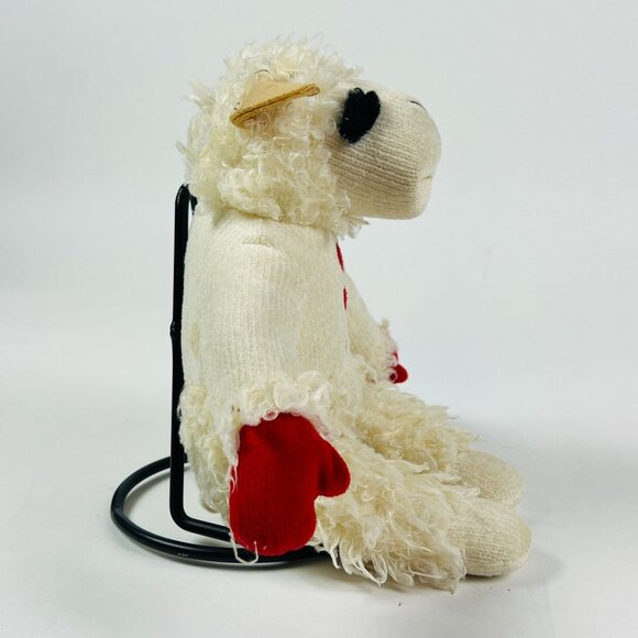 Vintage Lamb Chop By Nanco Plush Doll 10"Furry Outfit Black Eyes Red Mittens Cut - Picture 7 of 9